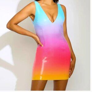 RUNAWAY The Label Malibu Mini Dress Rainbow Sequin Size Brand New